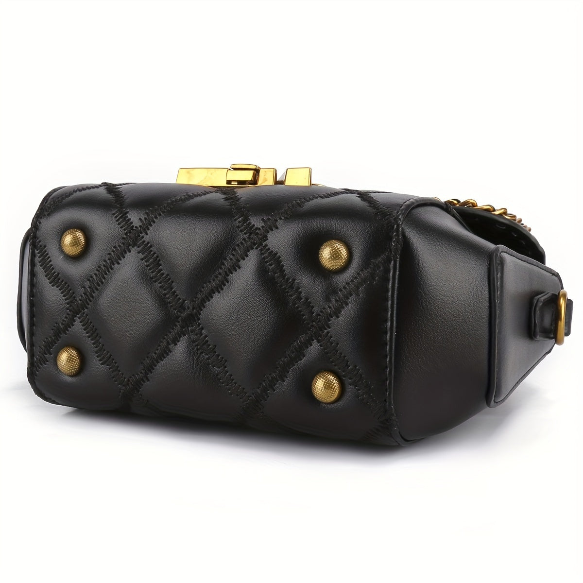 Mini Quilted Crossbody Bag with Metal Accents