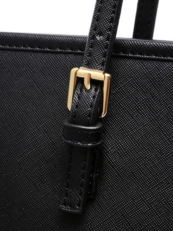  Black PU leather tote bag - detailed view of premium finish