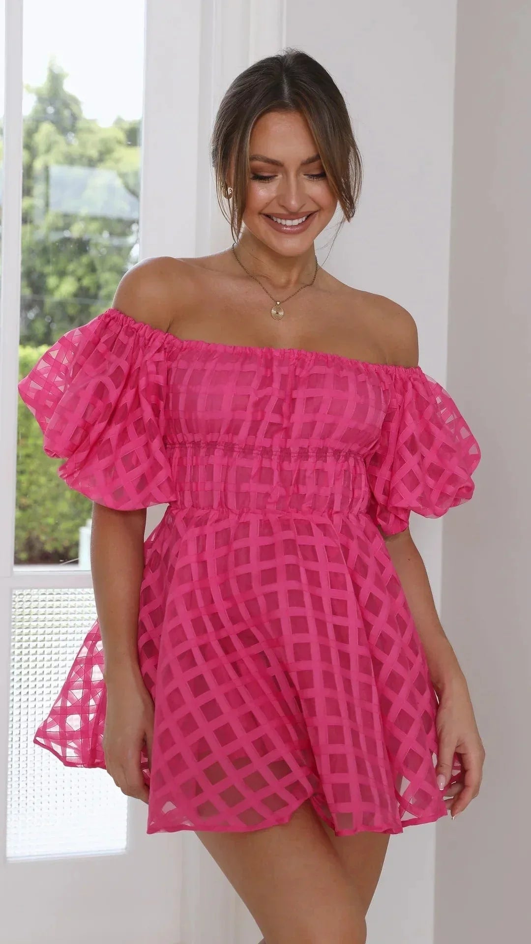 Off-Shoulder Mini Dress – Feminine Elegance with Charm