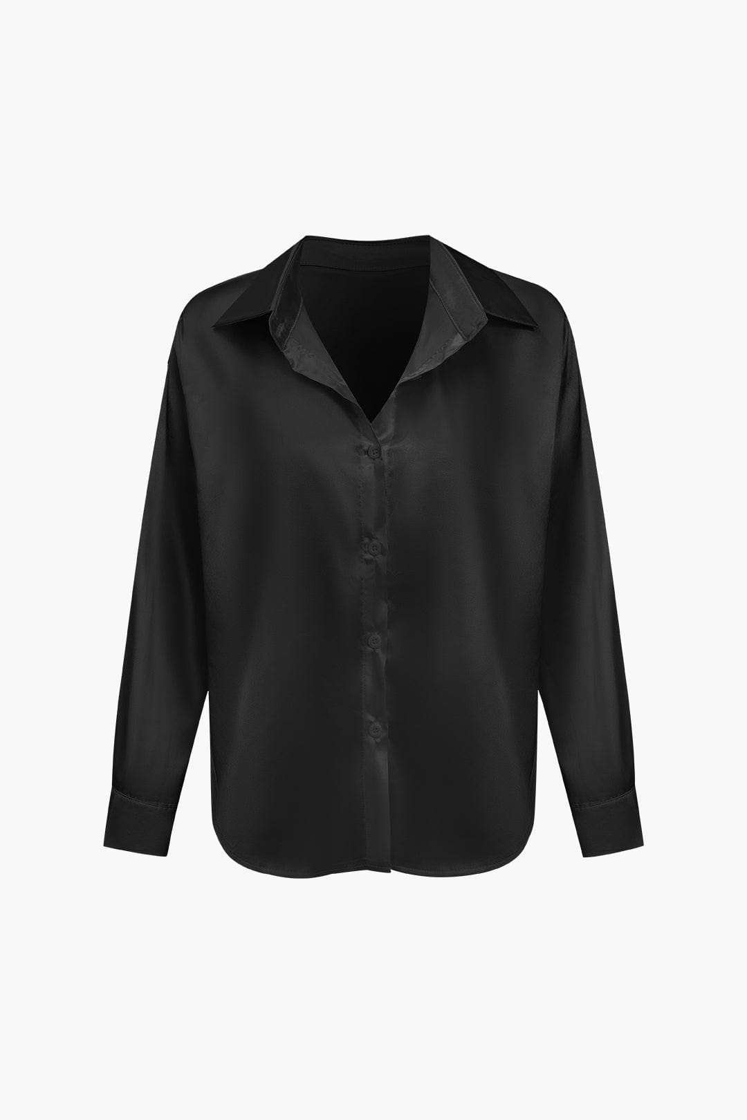 Elegant Long-Sleeve Satin Blouse