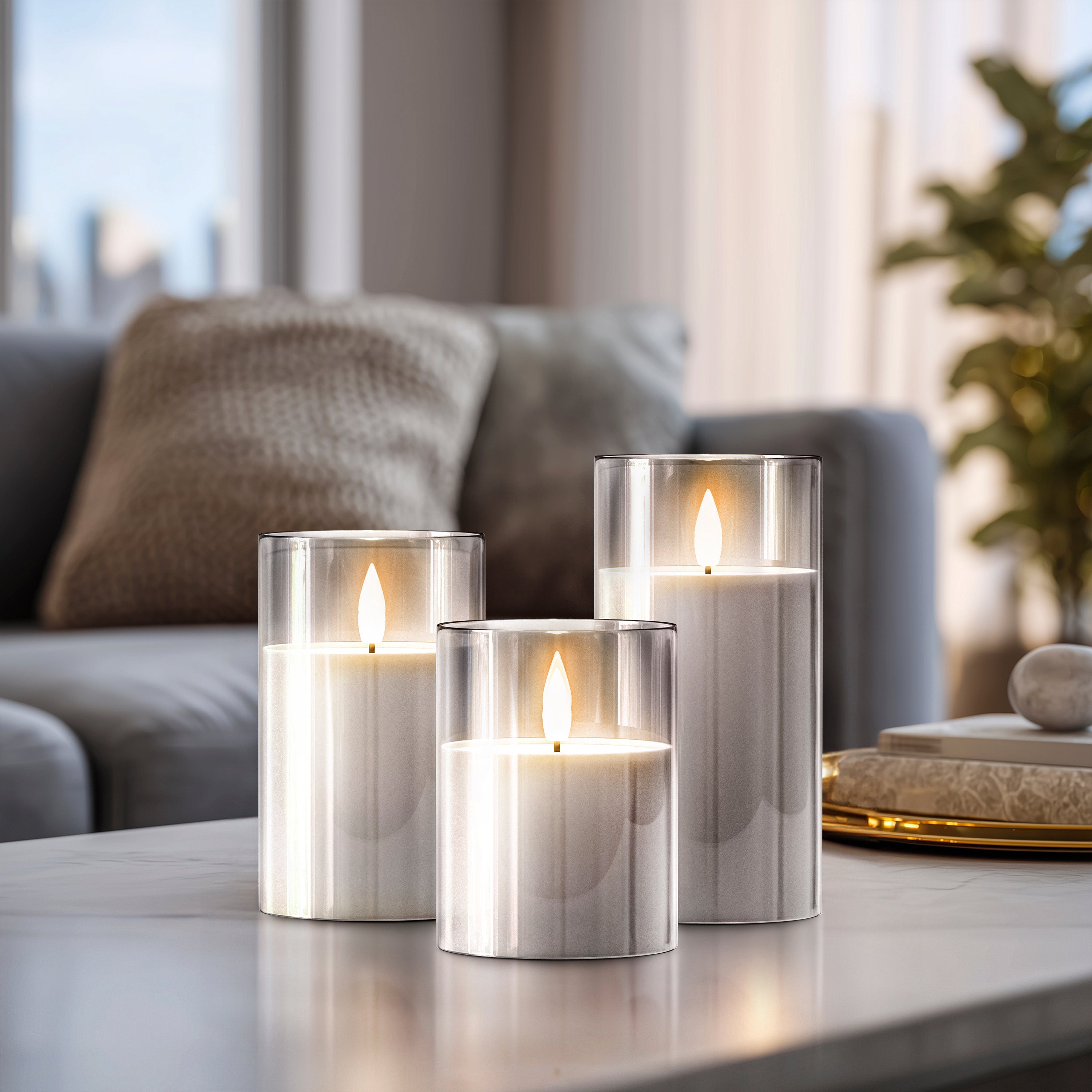 Set of 3 Rechargeable Flameless LED Candles | Remote Controlled