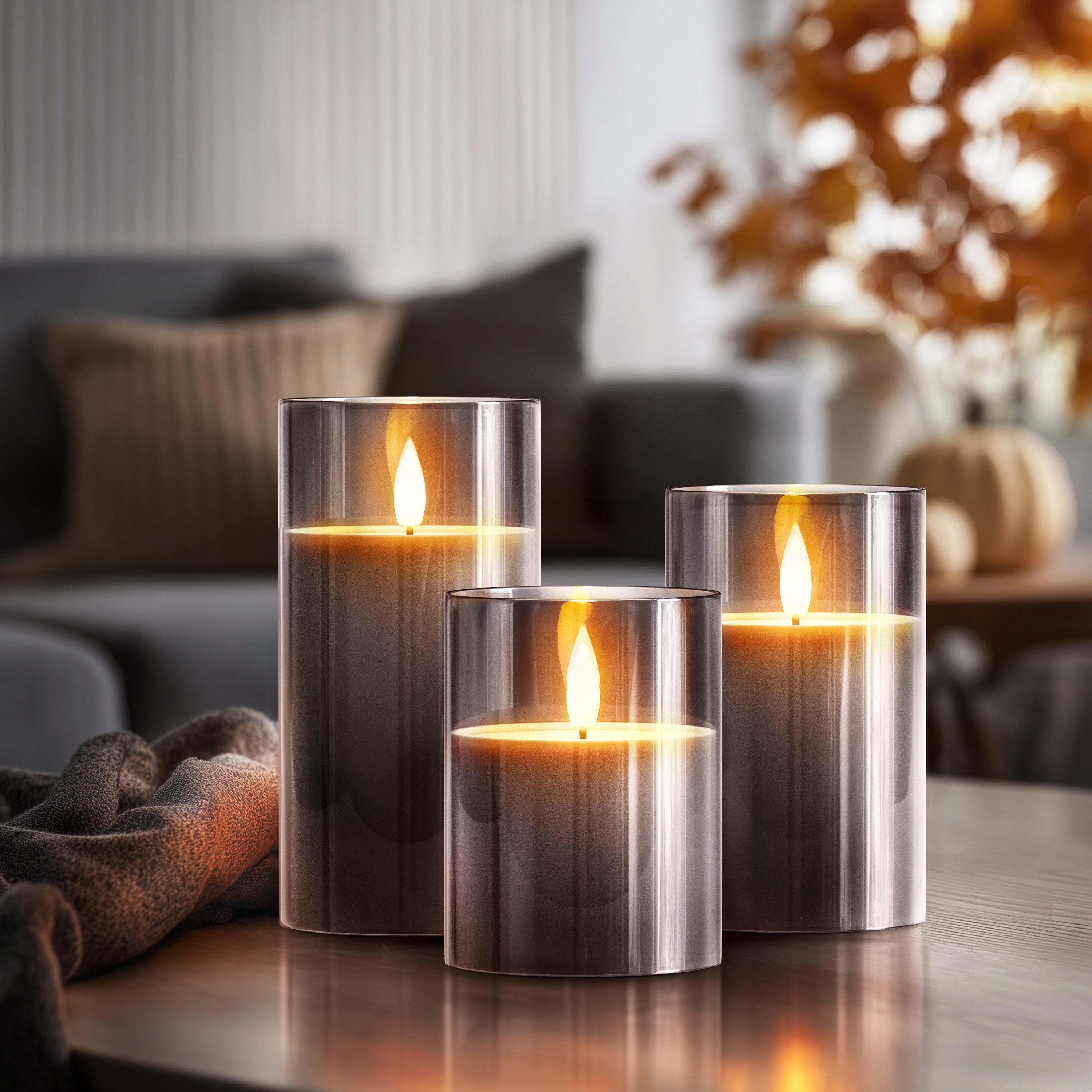 Set of 3 Rechargeable Flameless LED Candles | Remote Controlled