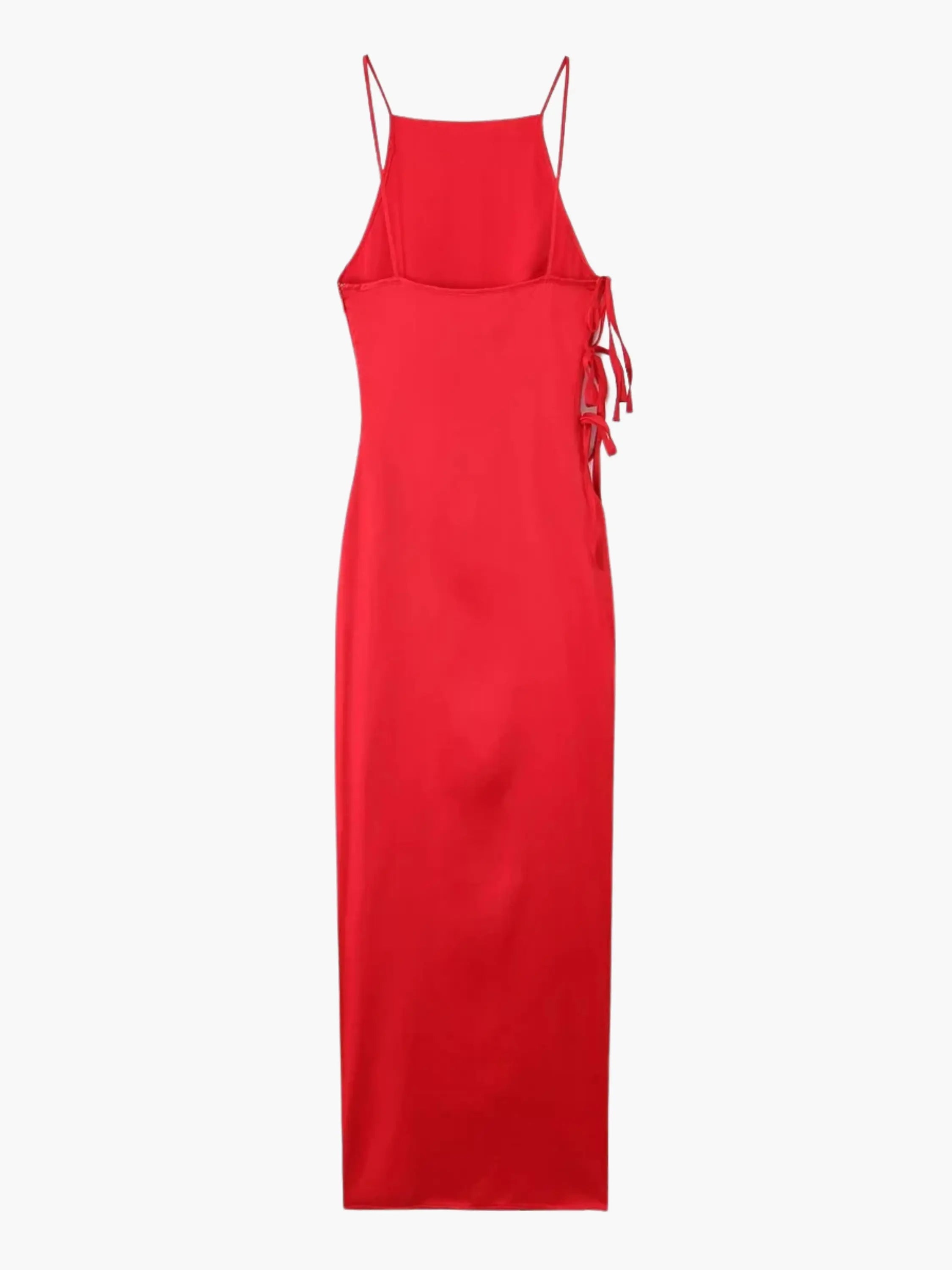Red Maxi Dress with Lacing Details