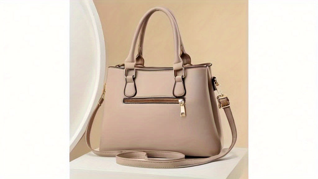 Large Capacity Plaid Handbag - Triple-Layer Pockets, Zip Closure - Khaki, Green, Black