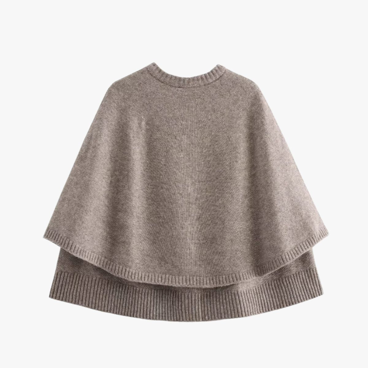 Knit Cape with Buttons and Tiered Hem