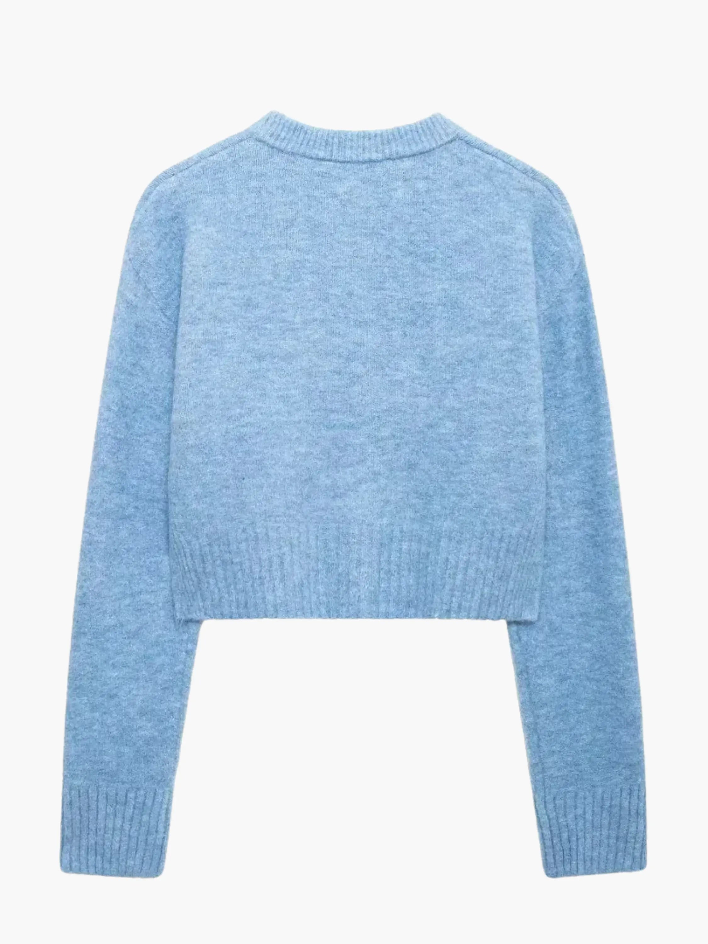 Cropped Knit Cardigan with Button Placket