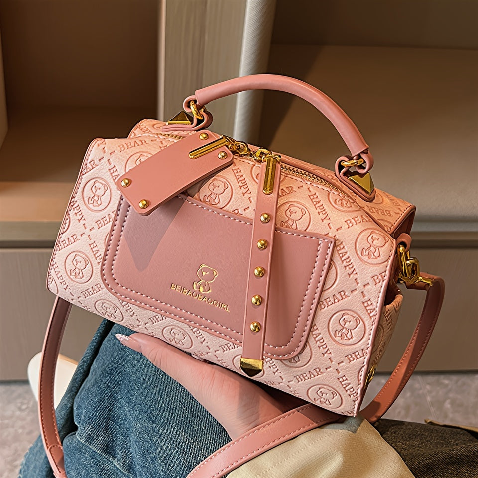 Elegant Pink Women's Handbag with Gold Hardware - Versatile Crossbody Mini Purse