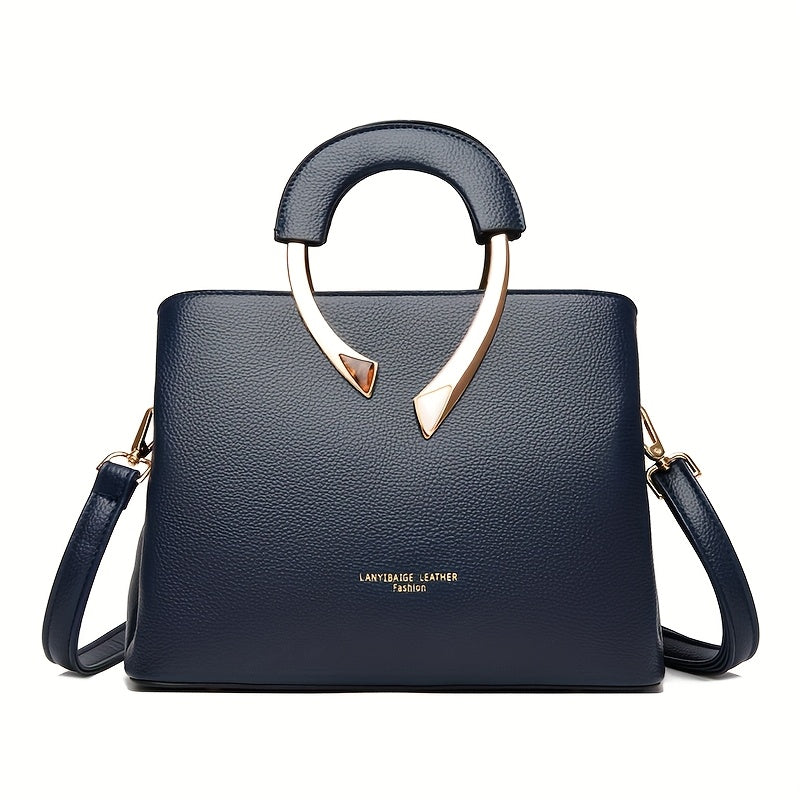 Vintage-Inspired Large Tote Bag with Detachable Shoulder Strap