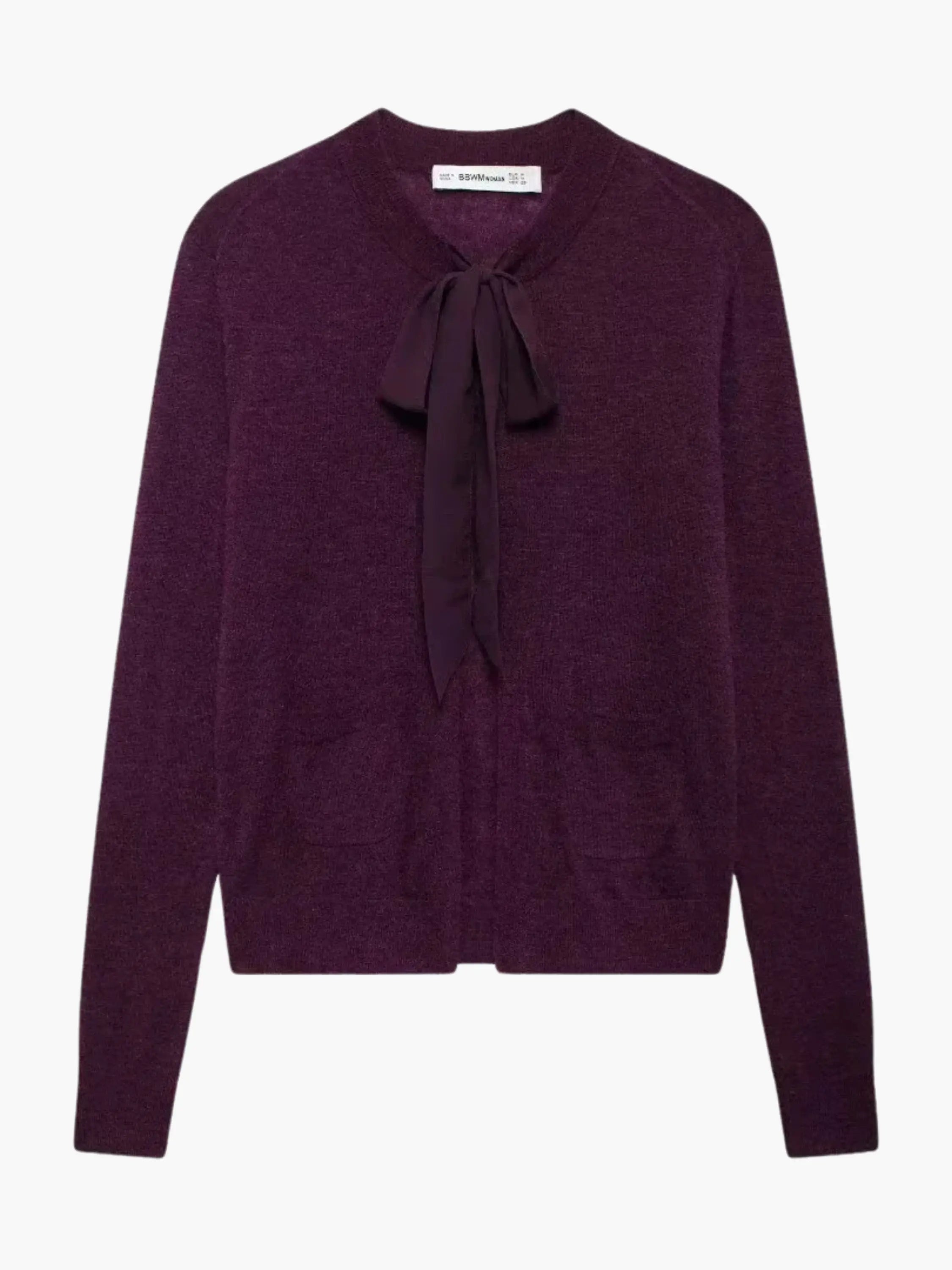 Cardigan with Tie Neckline and Pockets