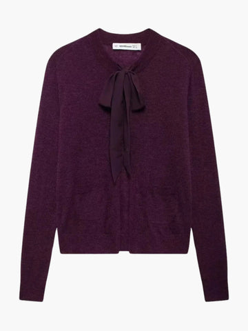 Cardigan with Tie Neckline and Pockets