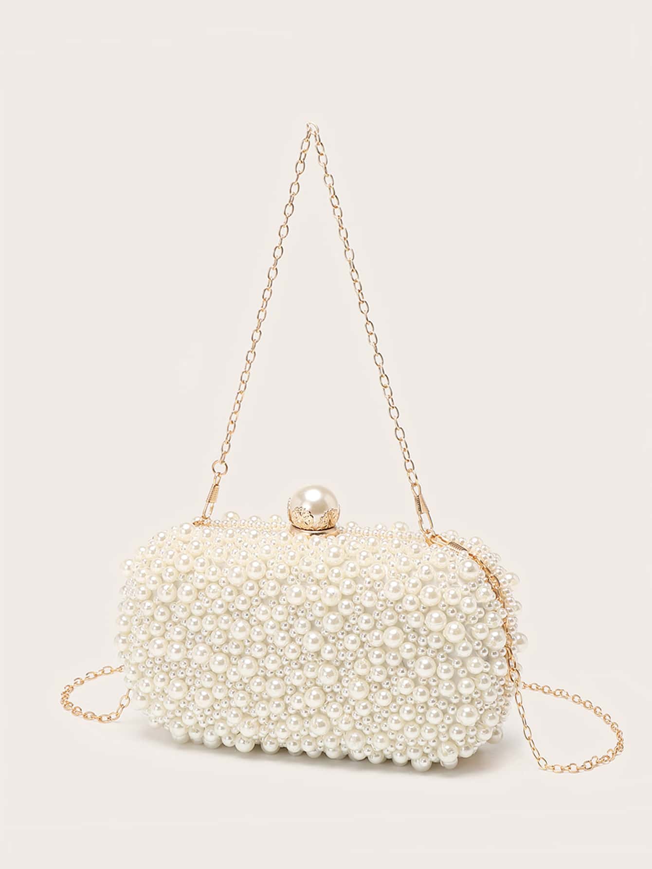 Sequin Mini Pearl Chain Box Bag - Ideal for Weddings, Prom & Parties