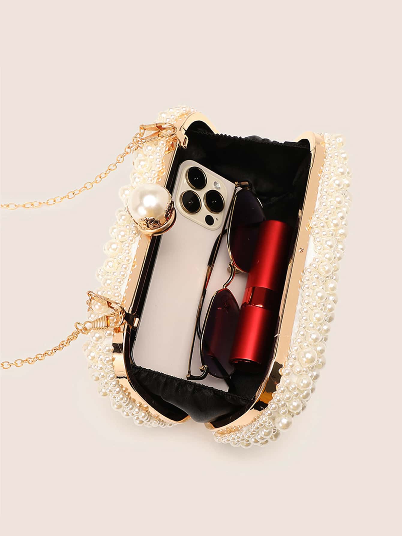 Sequin Mini Pearl Chain Box Bag - Ideal for Weddings, Prom & Parties