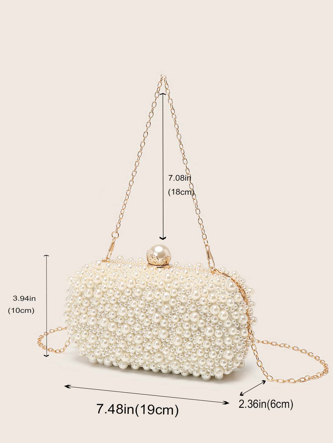 Sequin Mini Pearl Chain Box Bag - Ideal for Weddings, Prom & Parties