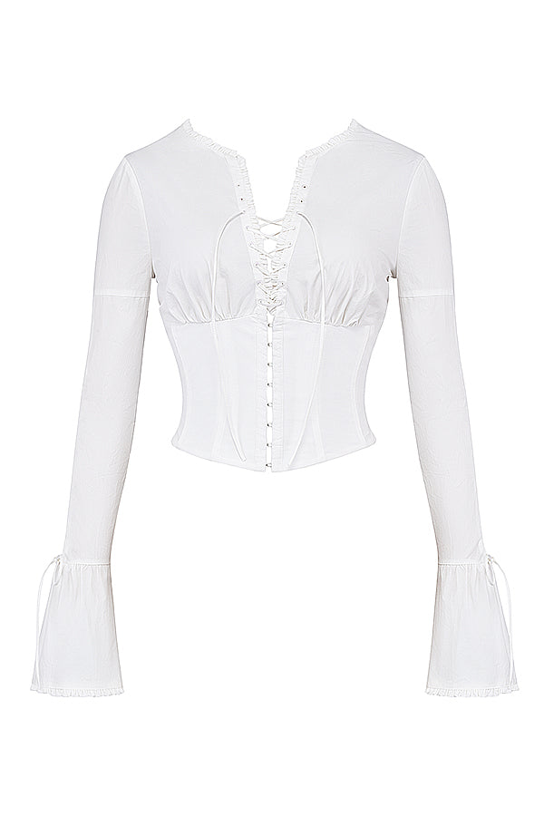 Trendy White Lace-Up Corset Top