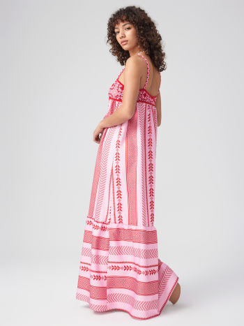 Ethno Pattern Maxi Dress with Straps and Slit