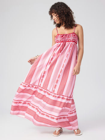 Ethno Pattern Maxi Dress with Straps and Slit