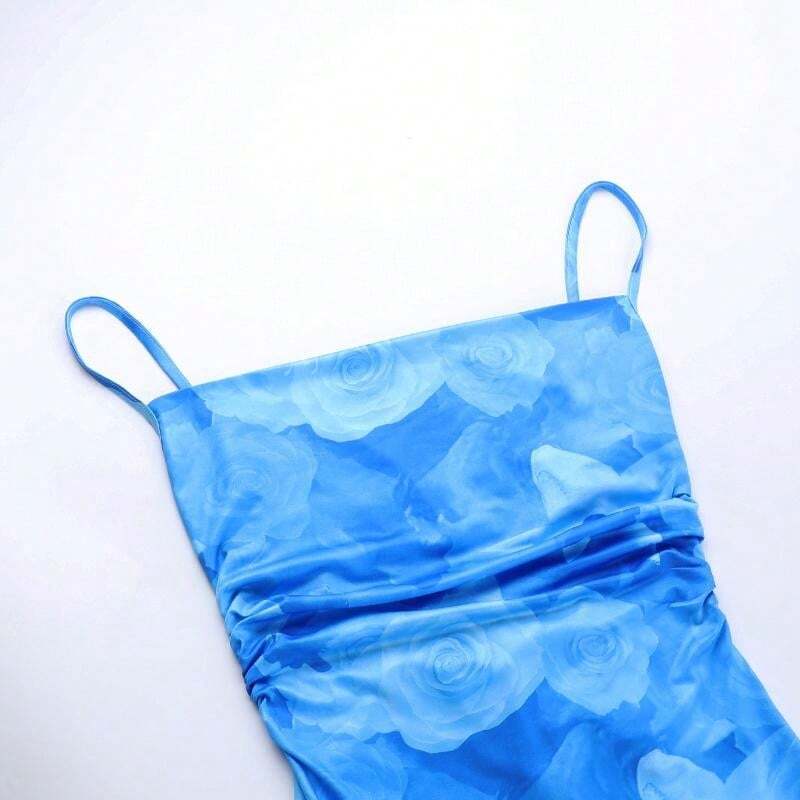 Watercolor Print Spaghetti Strap Summer Dress