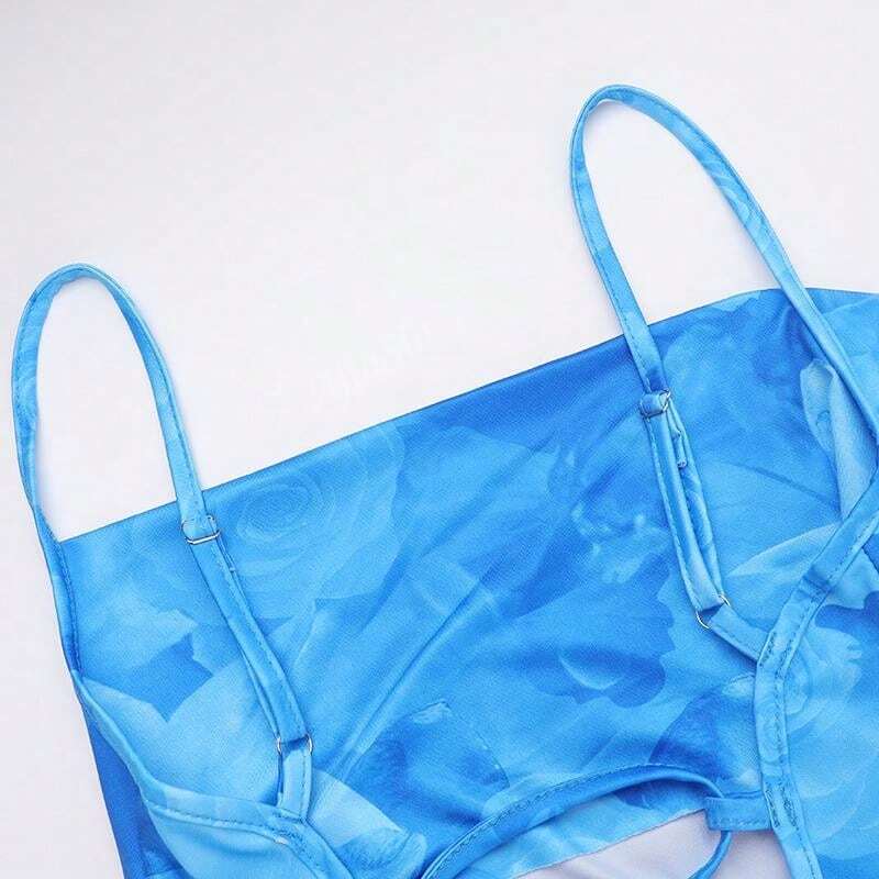 Watercolor Print Spaghetti Strap Summer Dress