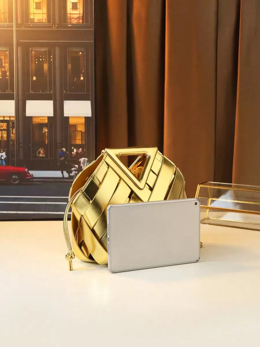 2025 Woven Design Women's Tote Bag - Inverted Triangle Casual Commuter Bag