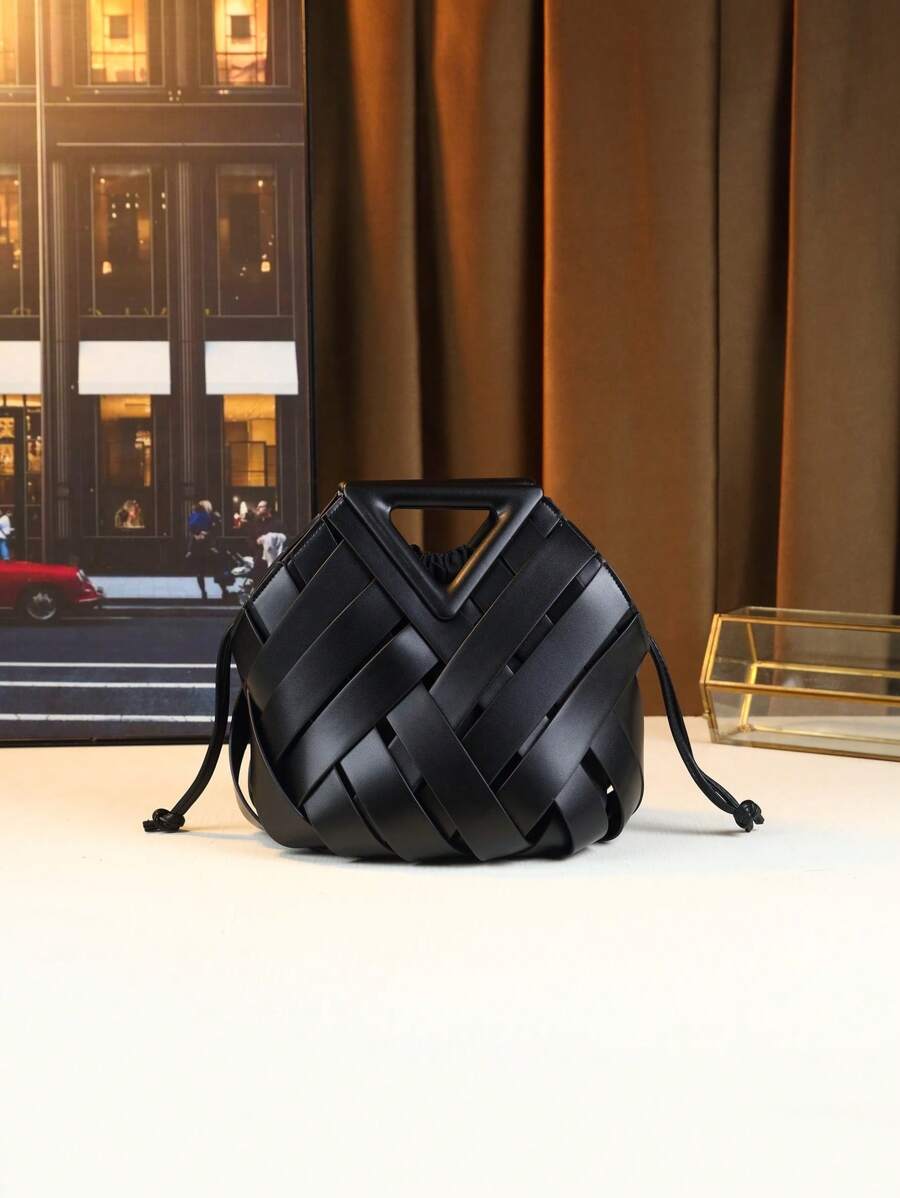 2025 Woven Design Women's Tote Bag - Inverted Triangle Casual Commuter Bag