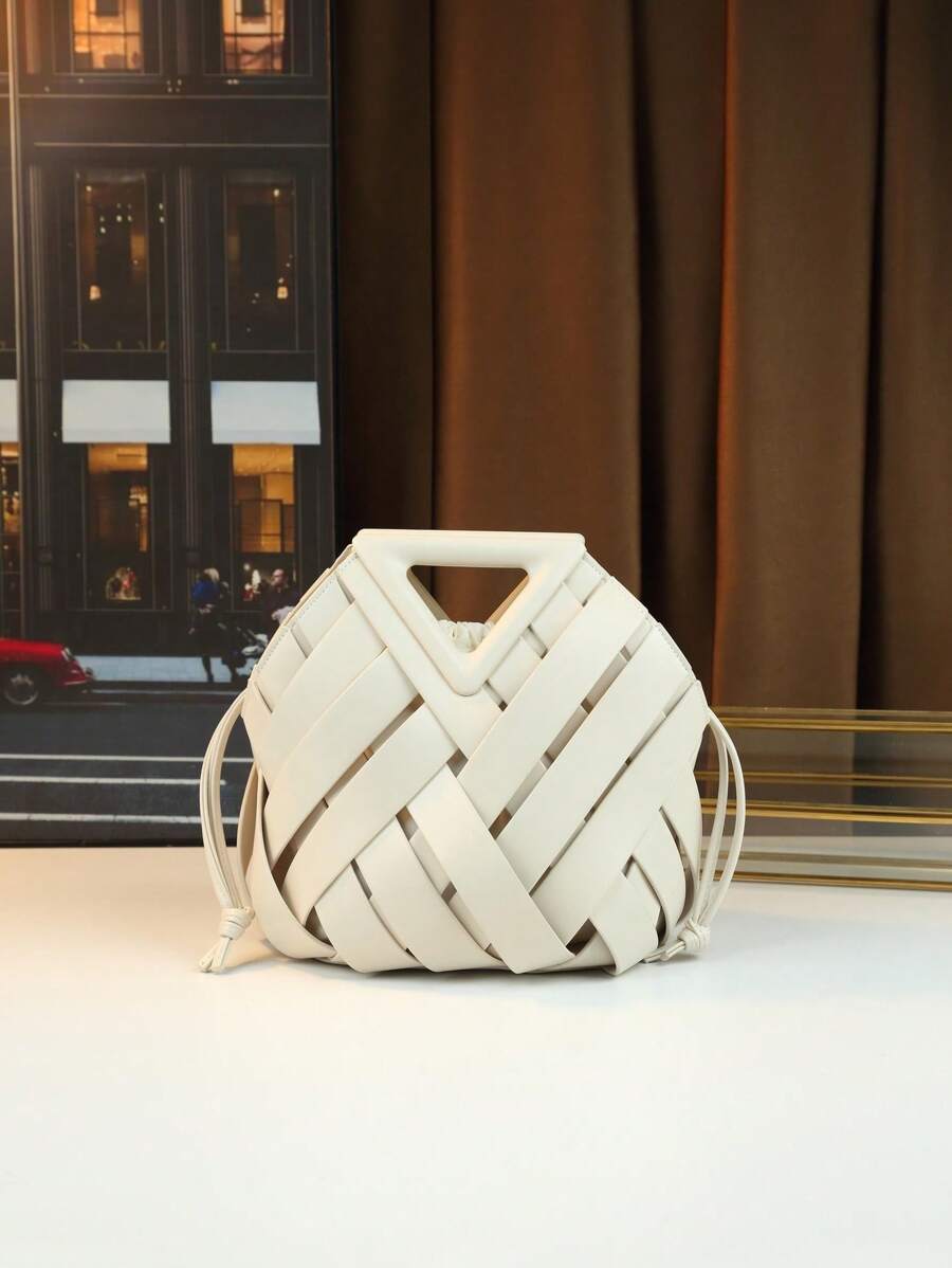 2025 Woven Design Women's Tote Bag - Inverted Triangle Casual Commuter Bag