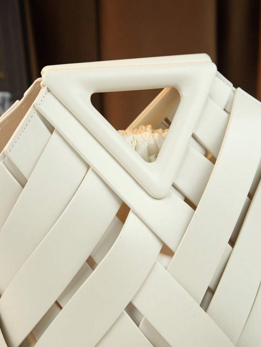 2025 Woven Design Women's Tote Bag - Inverted Triangle Casual Commuter Bag