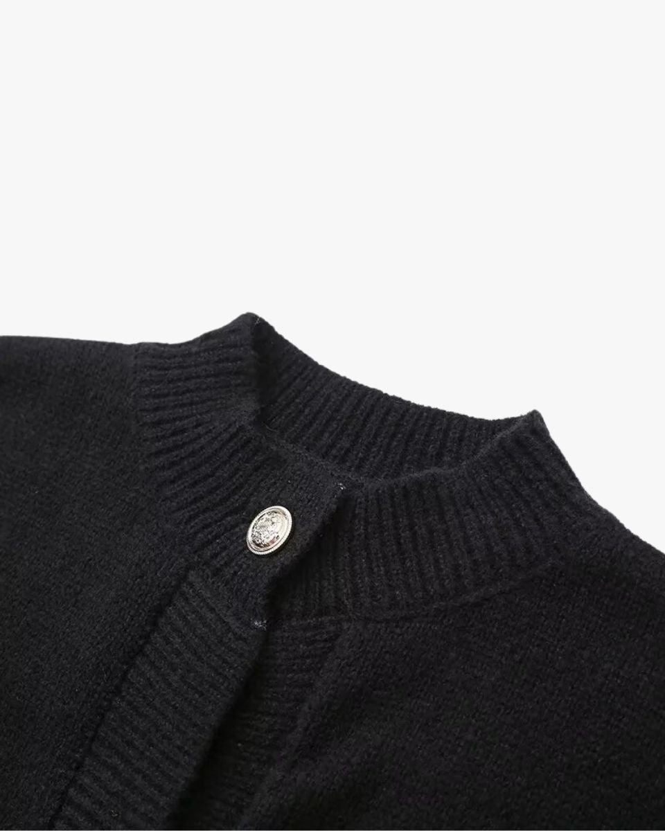 Buttoned Cardigan with Feather Sleeves