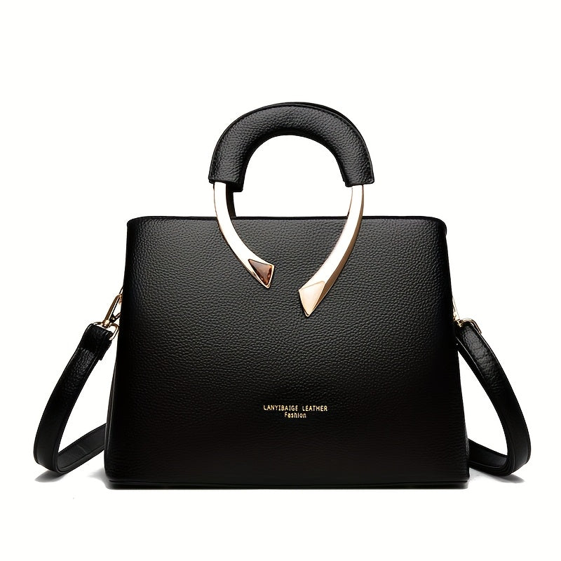 Vintage-Inspired Large Tote Bag with Detachable Shoulder Strap