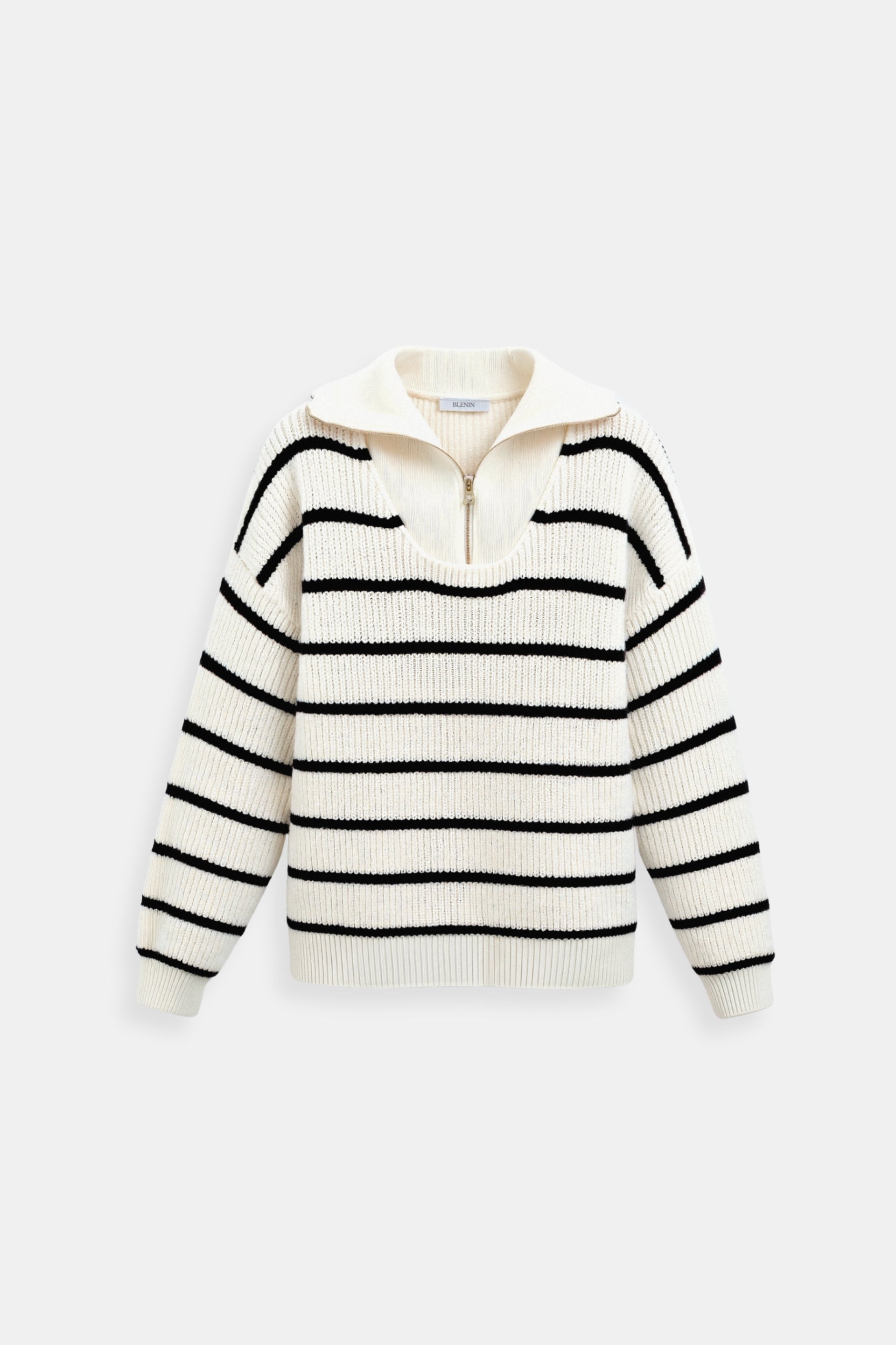 Striped Women's Zipper Collar Sweater