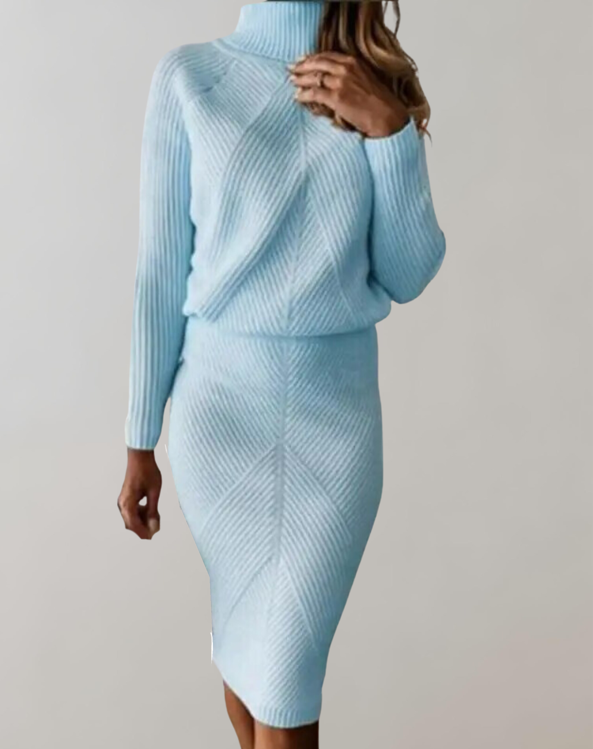 Ribbed Turtleneck Jumper and Pencil Skirt