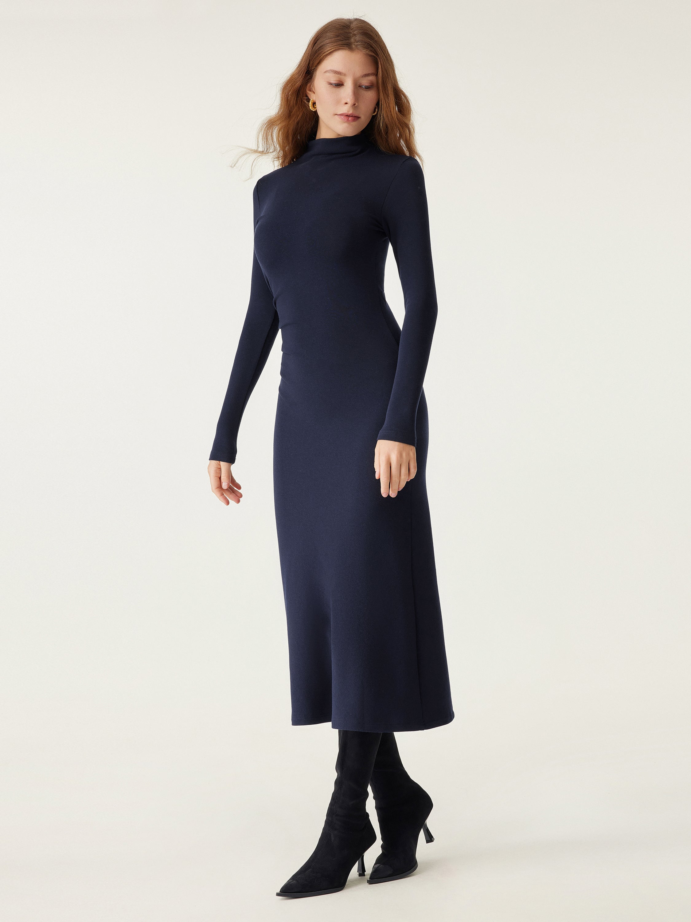 ProWarm Navy Long Sleeve Midi Dress