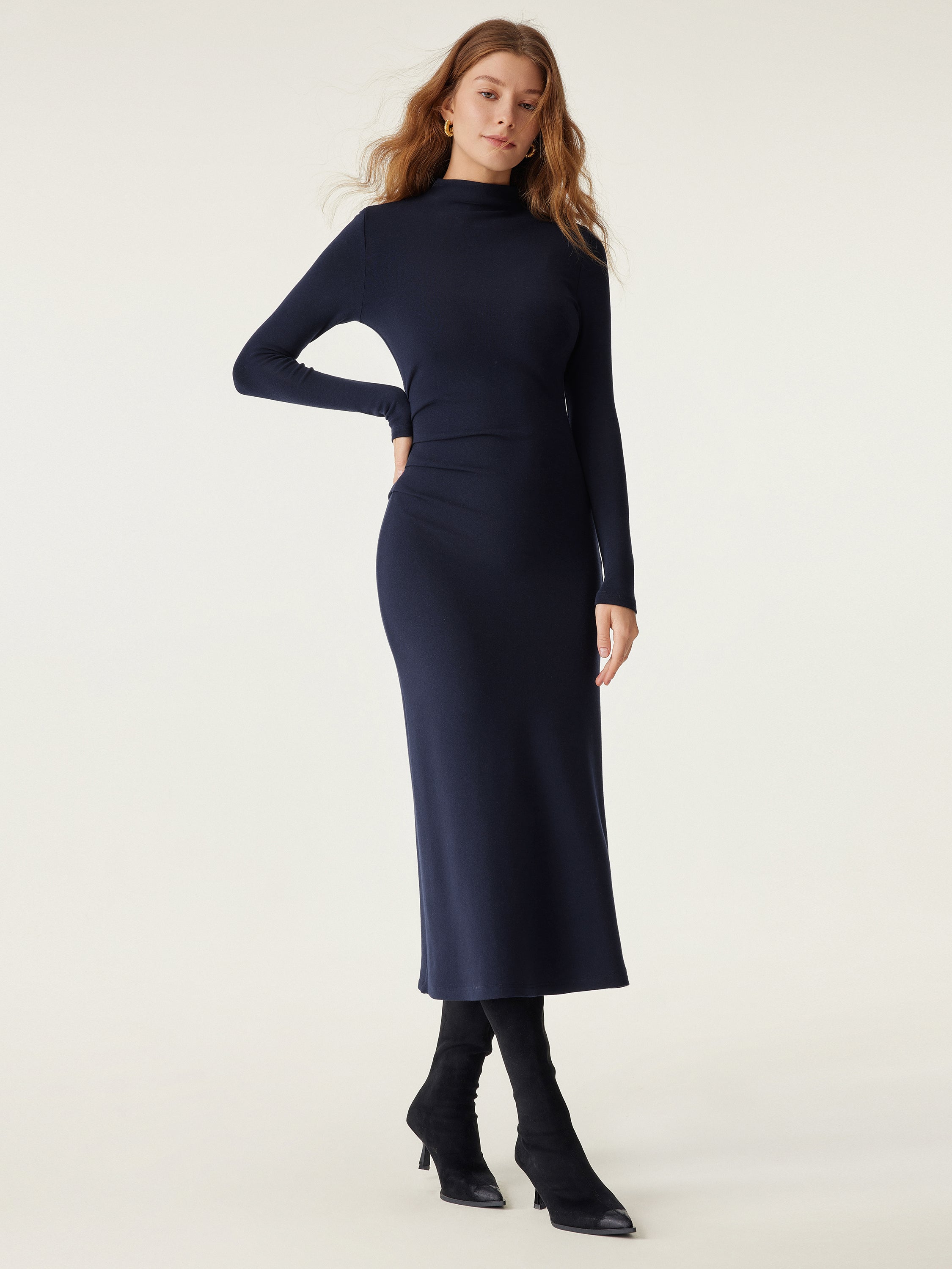 ProWarm Navy Long Sleeve Midi Dress