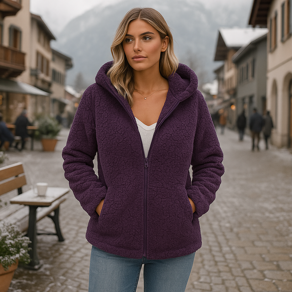 Fleece Teddy Coat with Zipper & Pockets