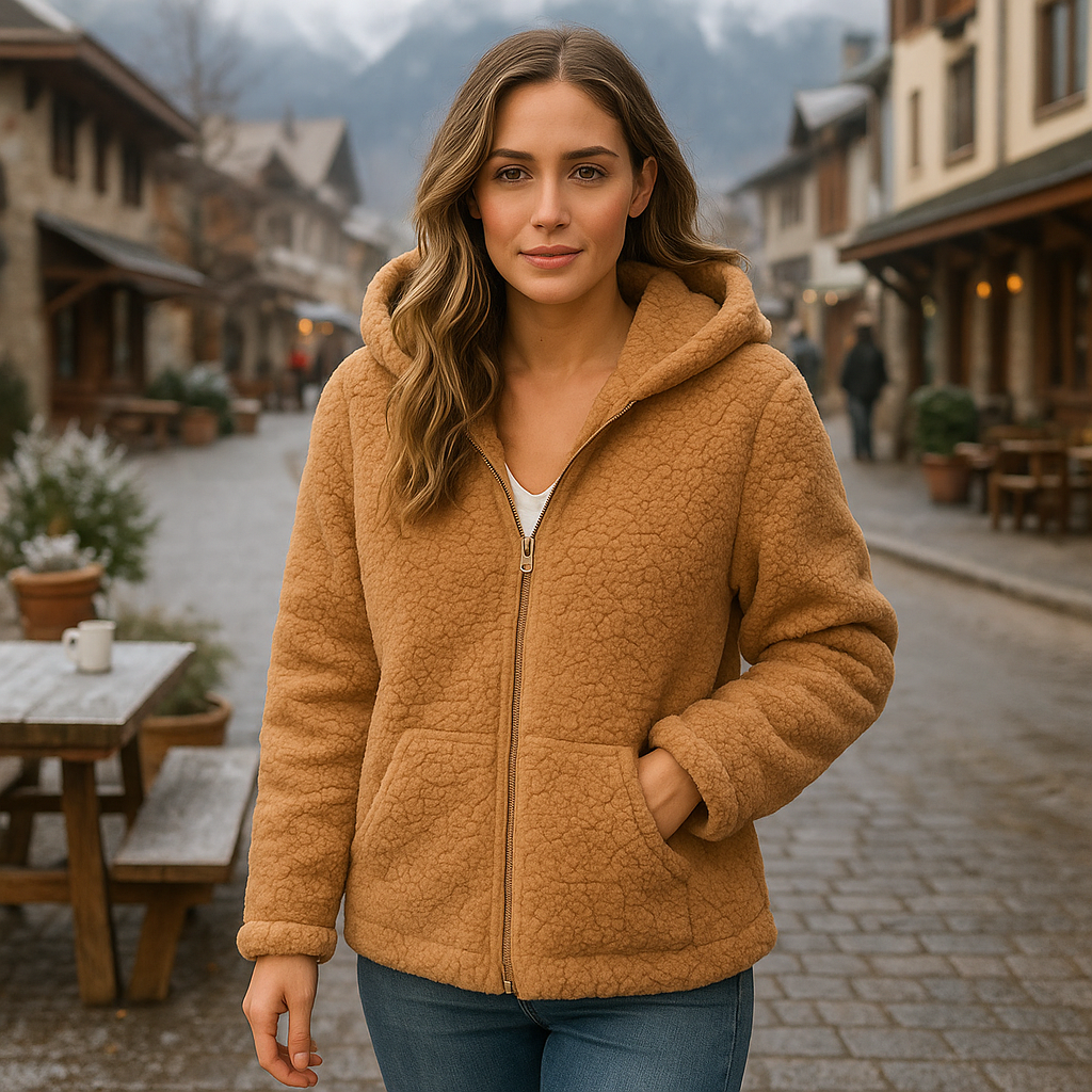 Fleece Teddy Coat with Zipper & Pockets