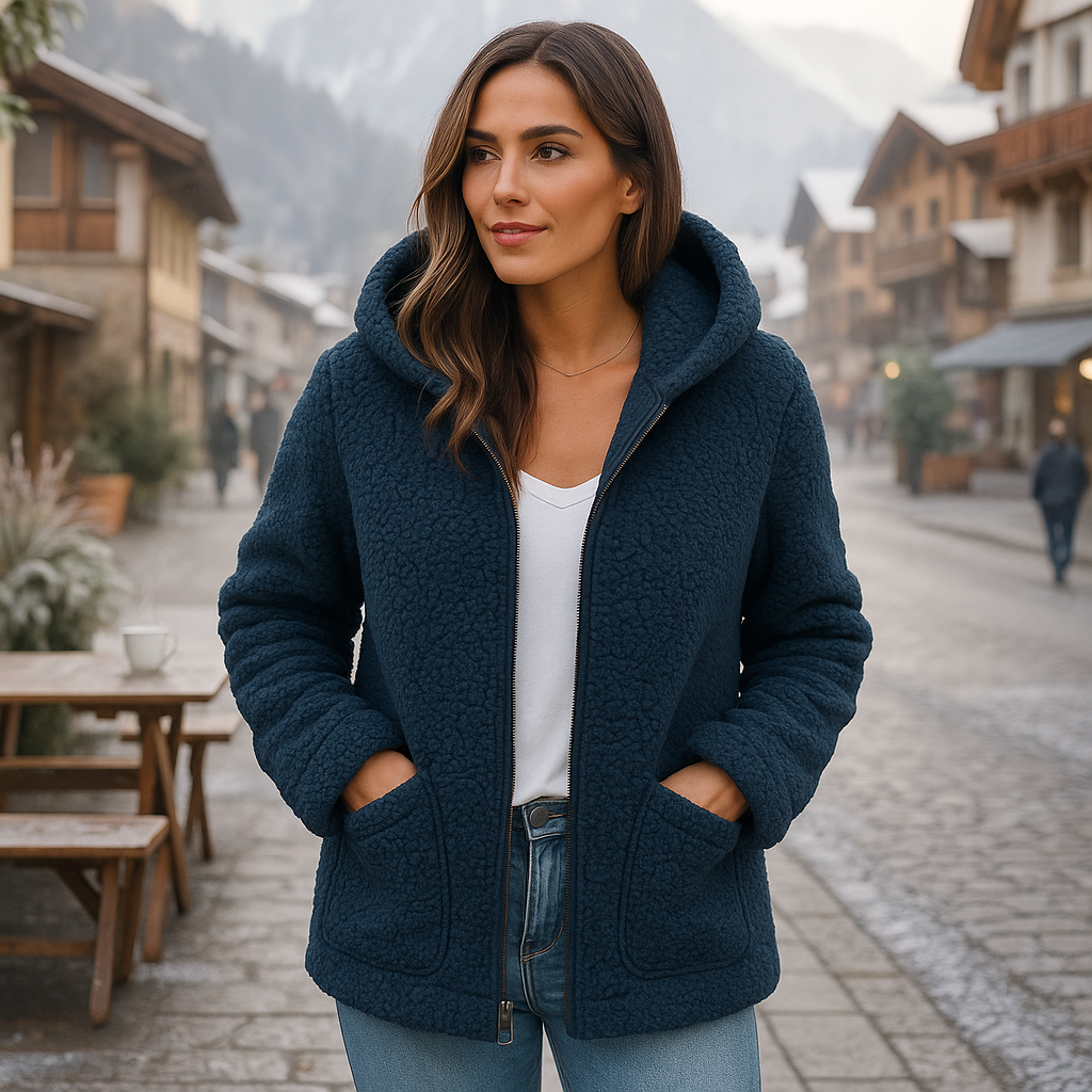 Fleece Teddy Coat with Zipper & Pockets