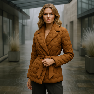 Elegant Down Jacket with Belt - Warm & Stylish
