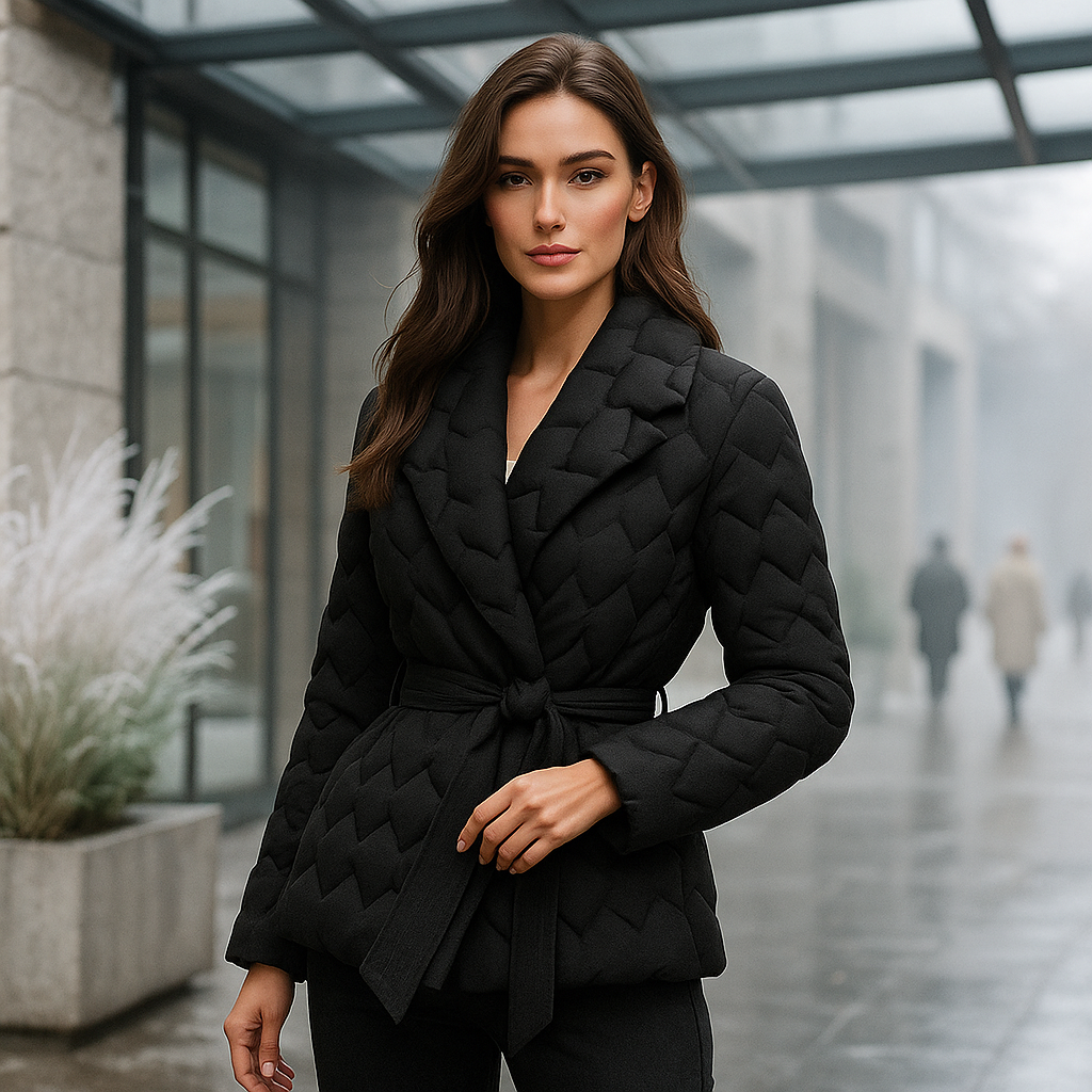 Elegant Down Jacket with Belt - Warm & Stylish