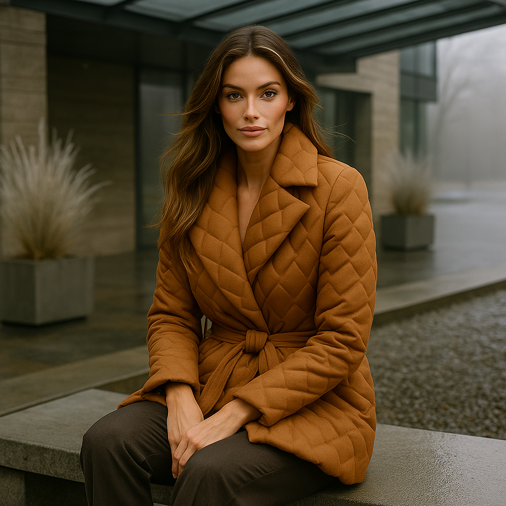 Elegant Down Jacket with Belt - Warm & Stylish