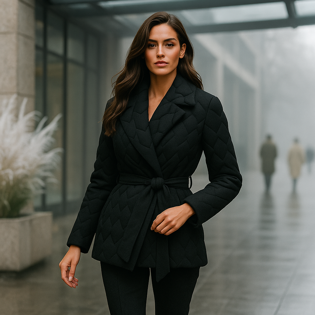 Elegant Down Jacket with Belt - Warm & Stylish