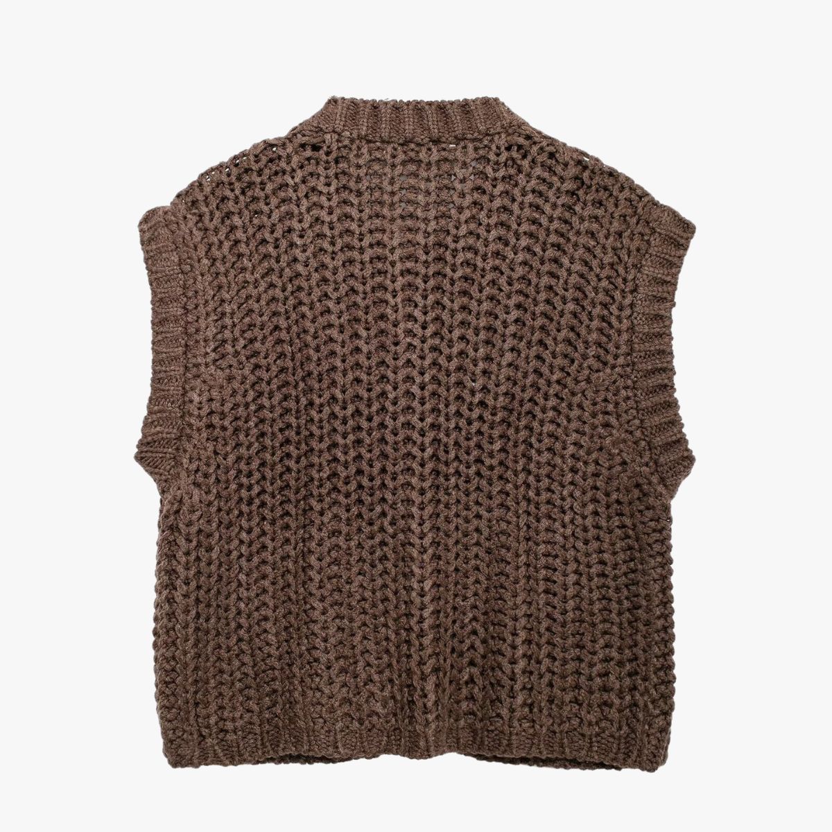 Sleeveless Knit Vest with Gold Buttons