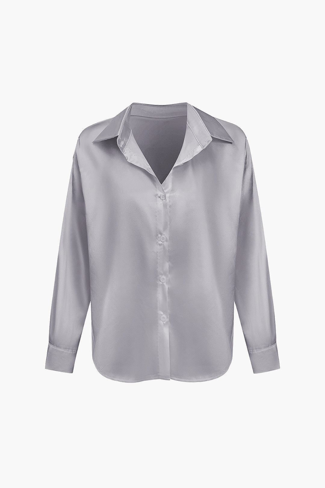 Elegant Long-Sleeve Satin Blouse
