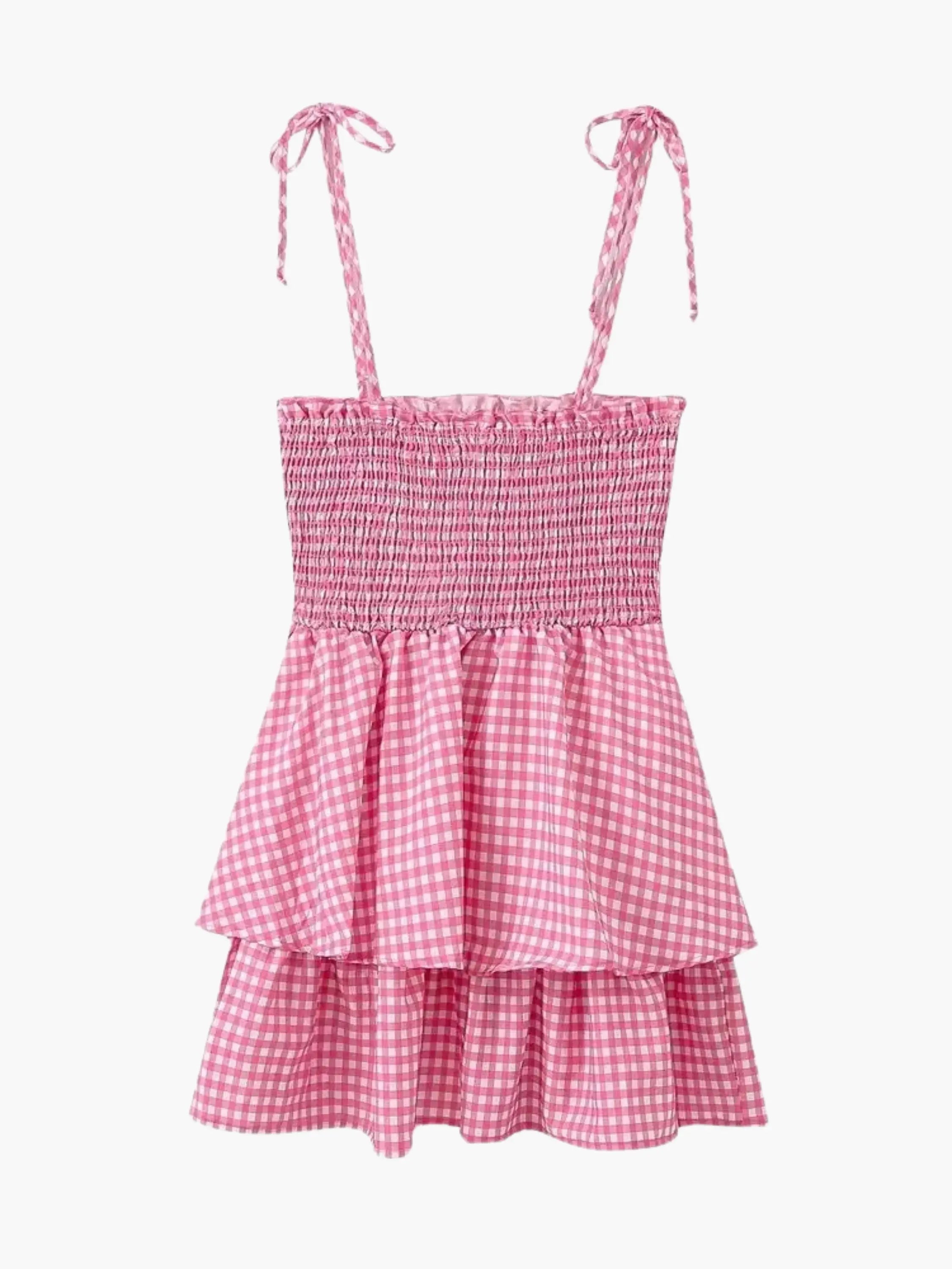 Charming Pink-White Checked Summer Dress