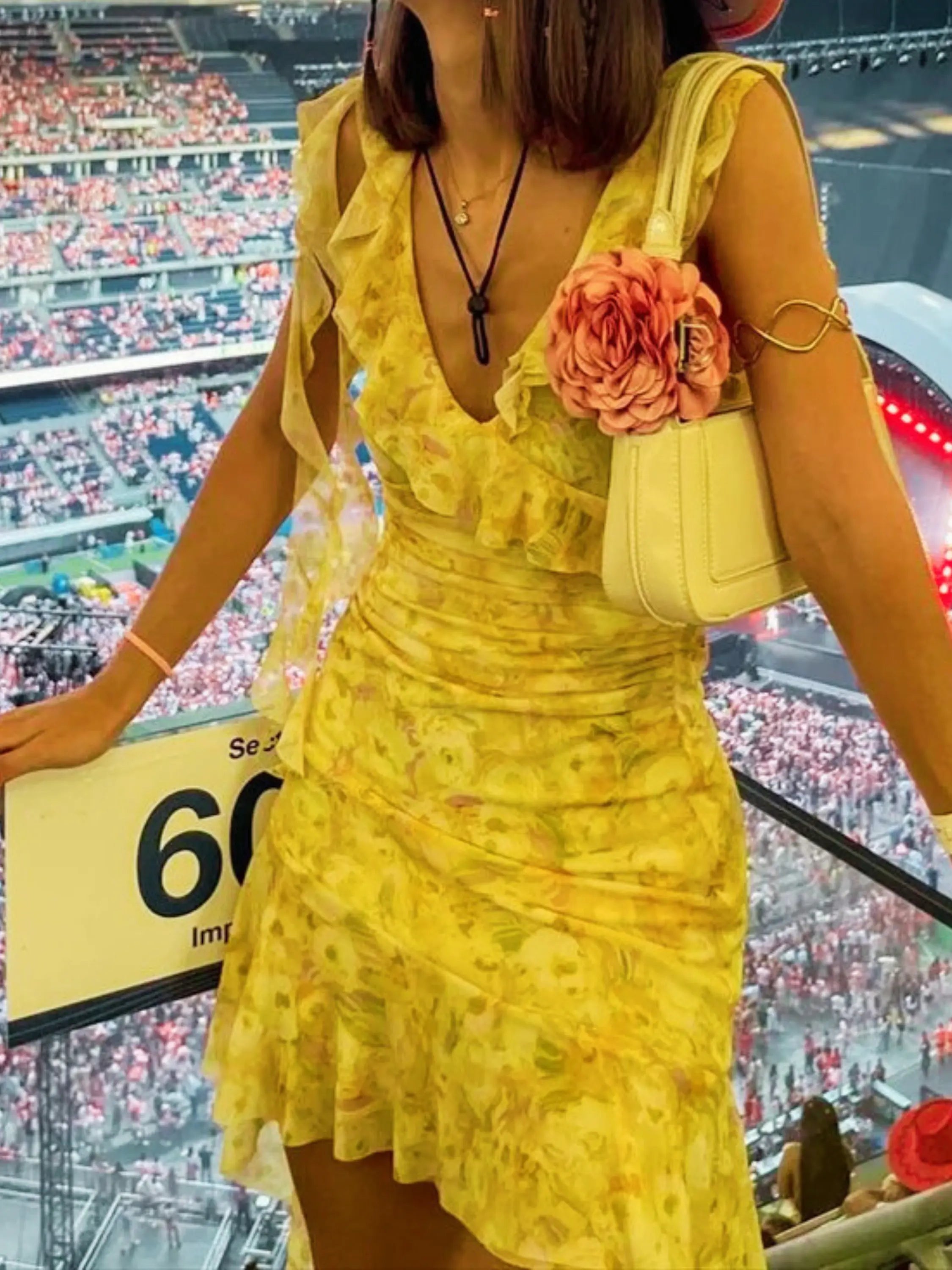 Floral Mini Dress with Ruffle Details