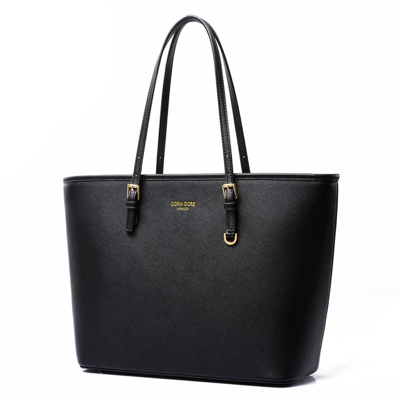 Premium PU leather tote bag - close-up of gold buckle hardware
