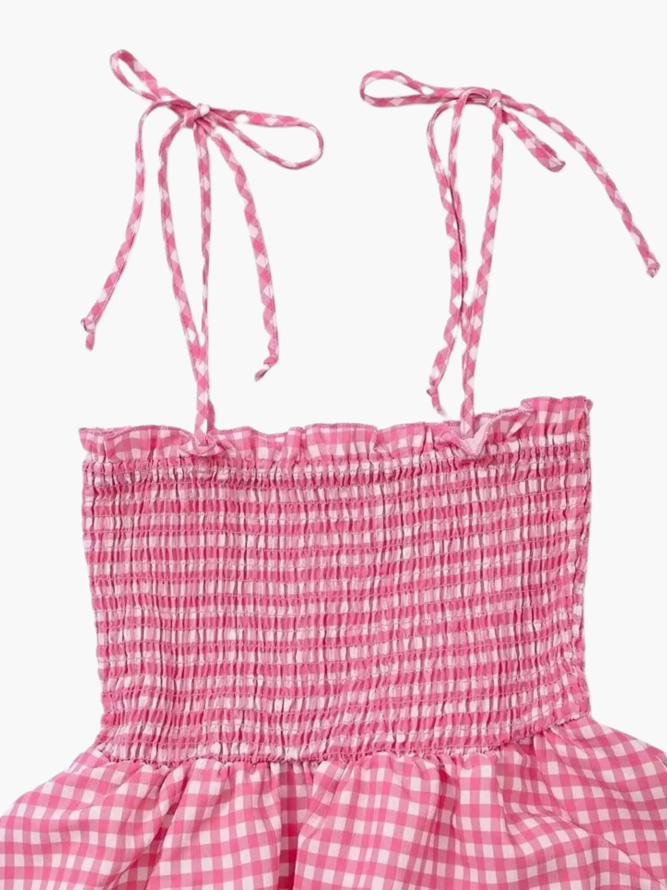 Charming Pink-White Checked Summer Dress