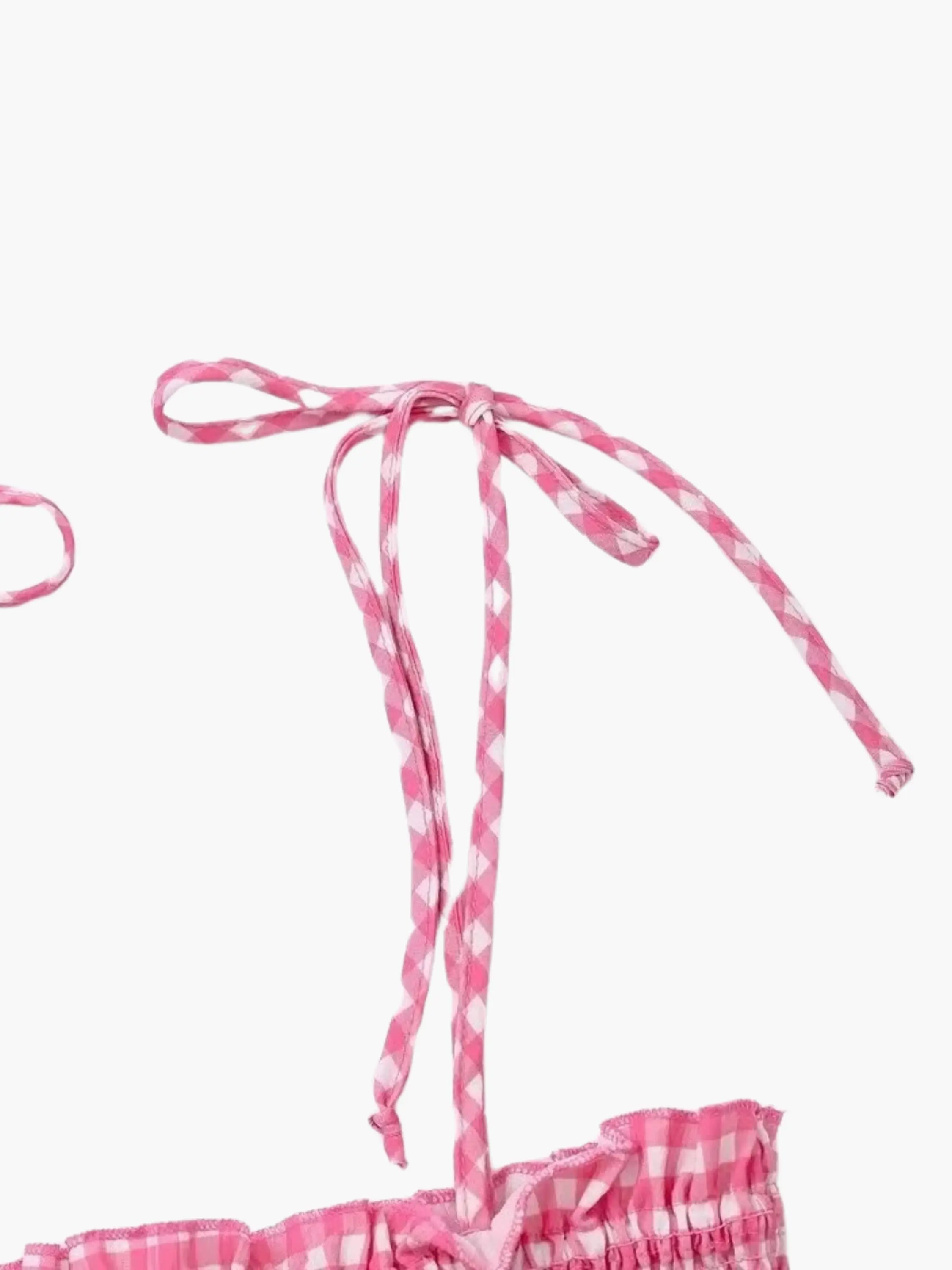 Charming Pink-White Checked Summer Dress