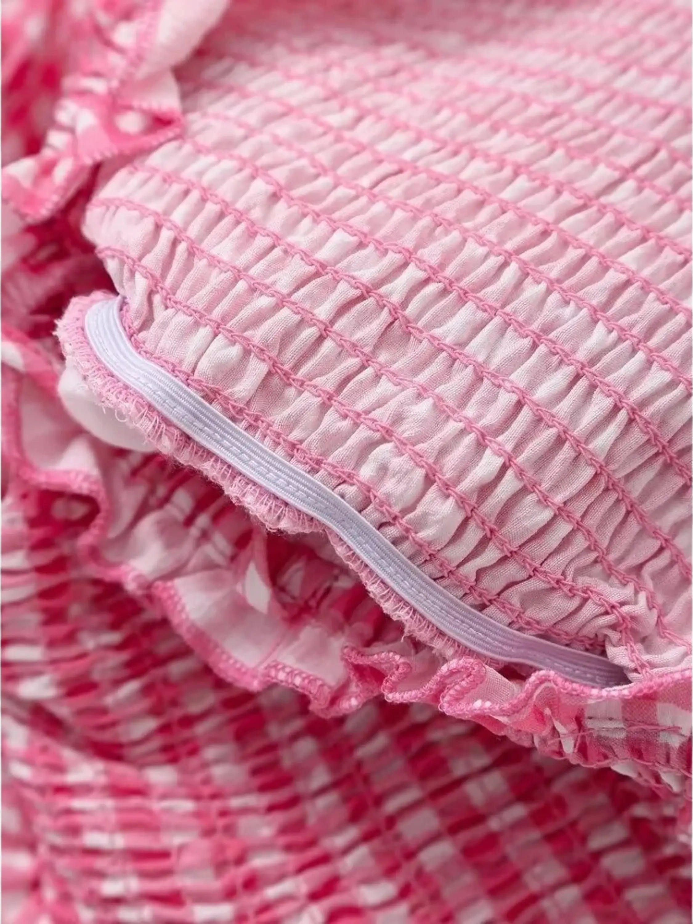 Charming Pink-White Checked Summer Dress