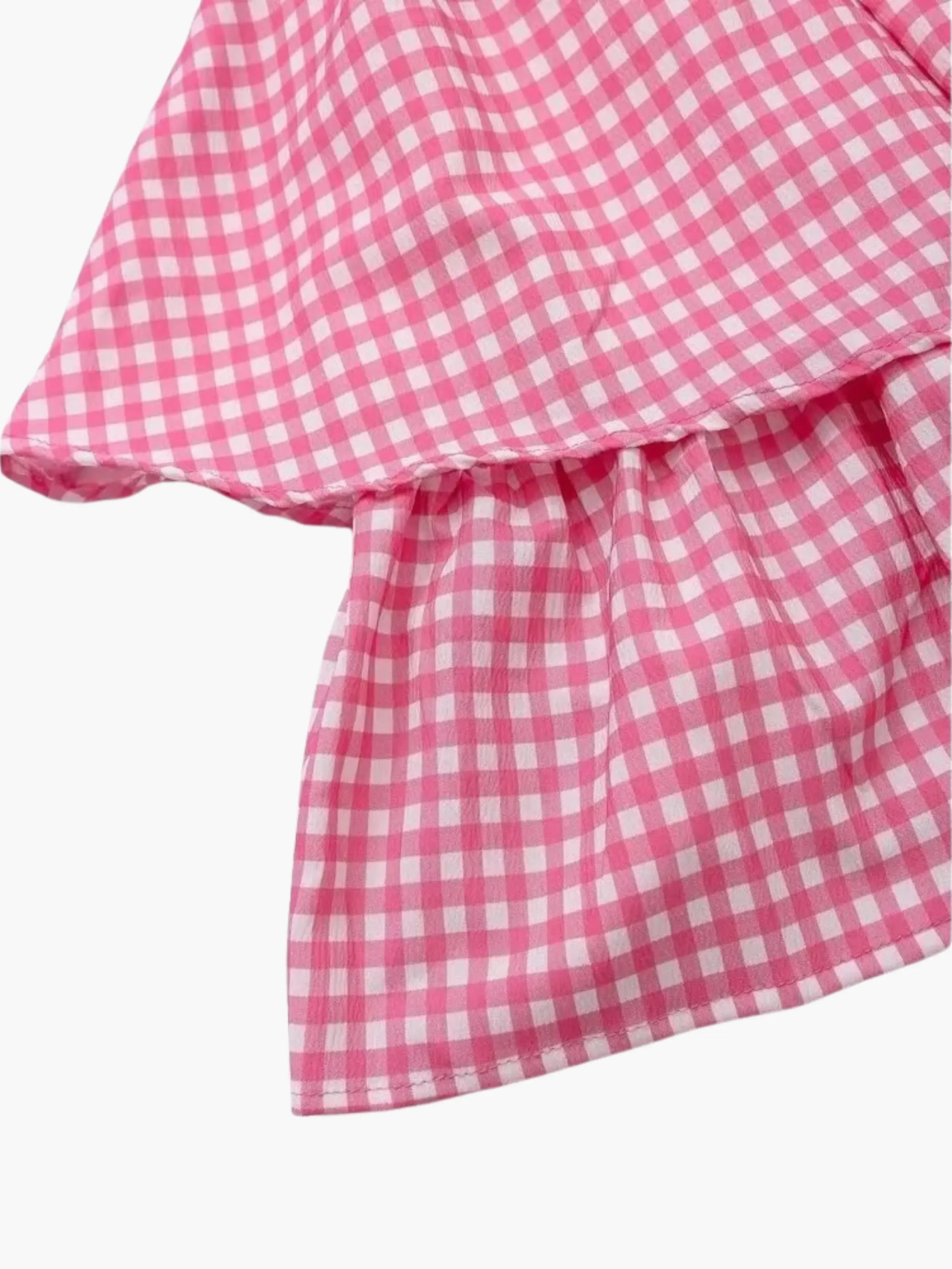 Charming Pink-White Checked Summer Dress