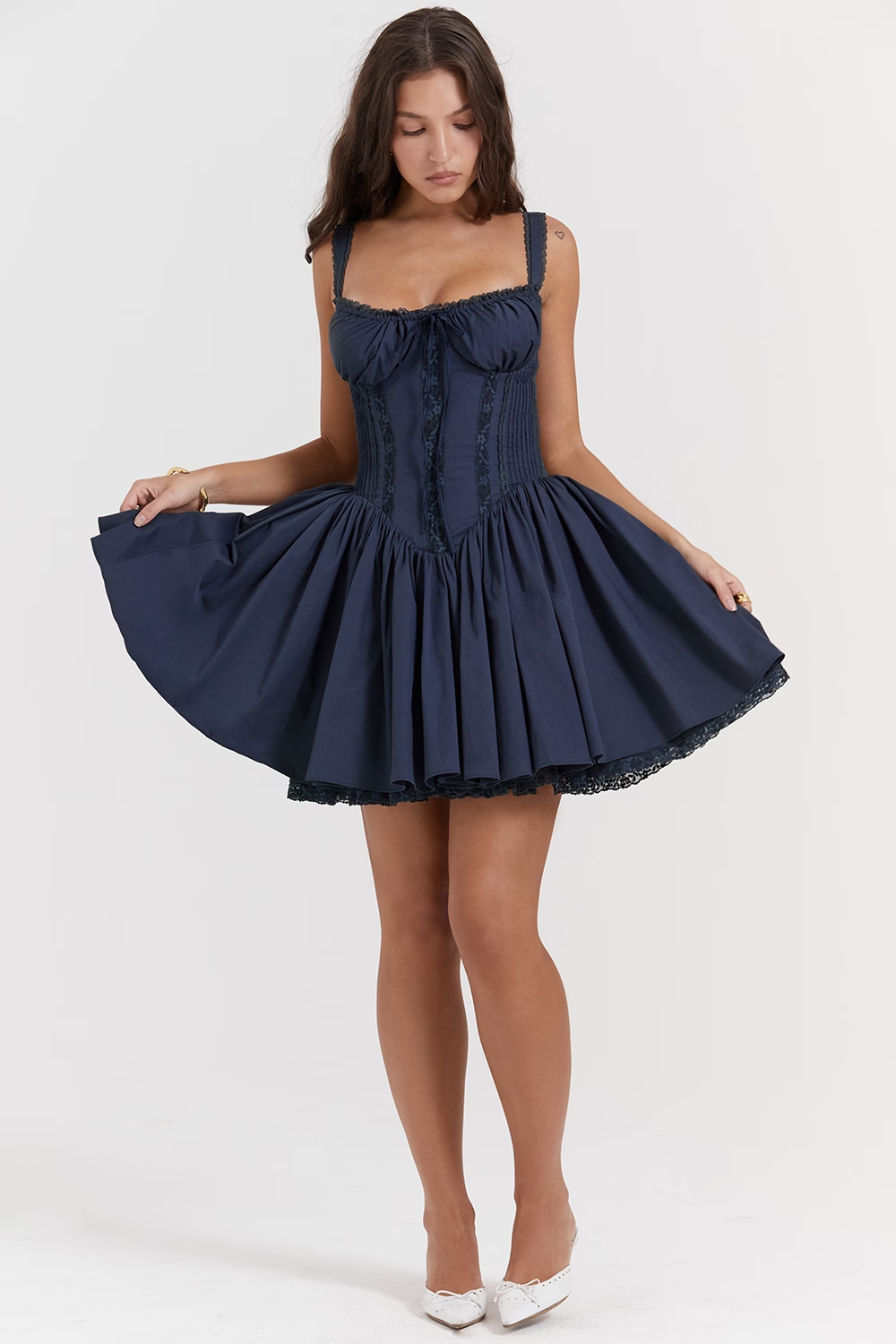Ruffle Detail Corset Mini Dress