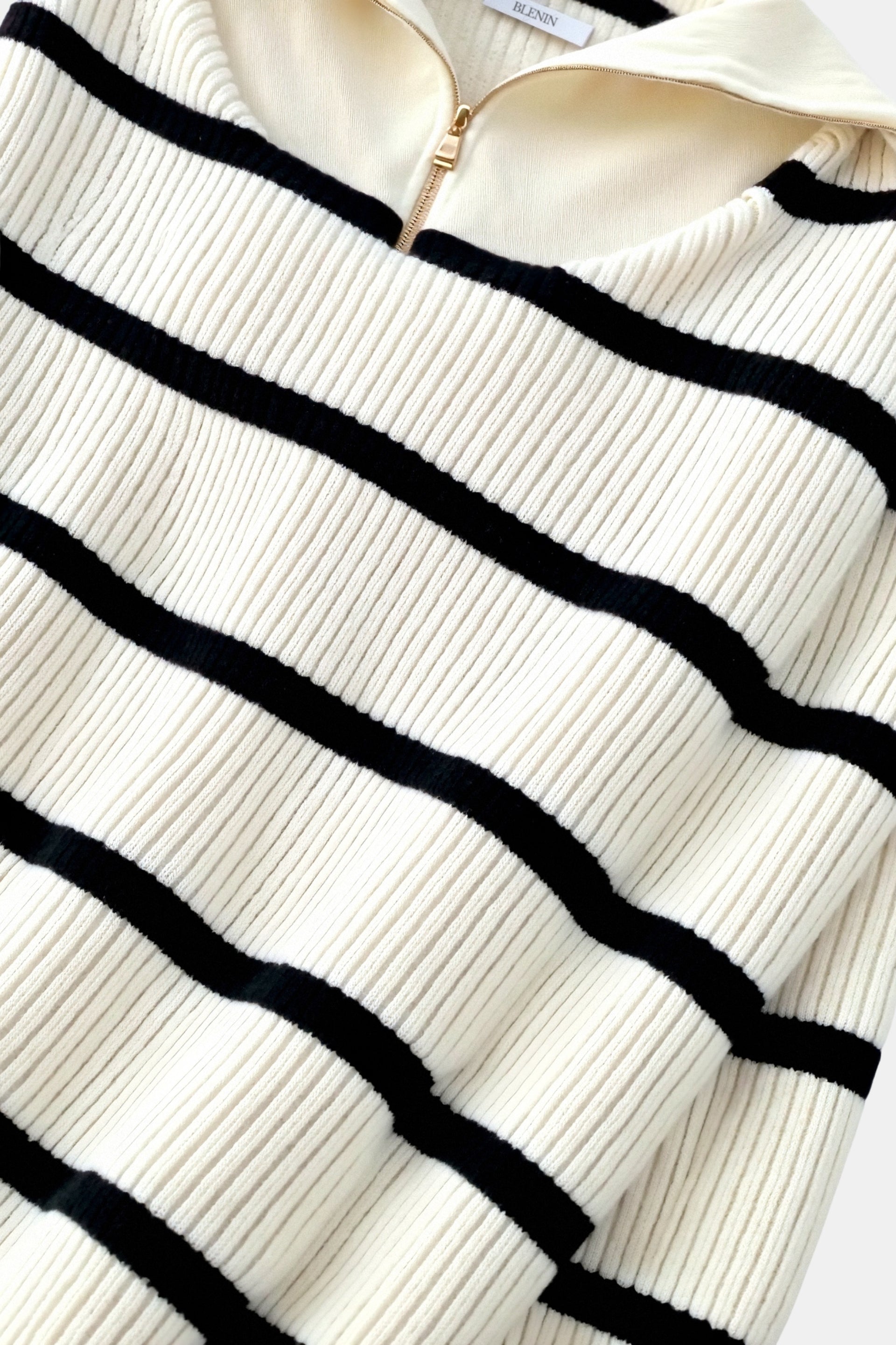 Striped Women's Zipper Collar Sweater